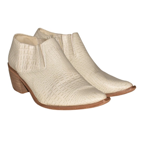 SEVEN7 $69 Casanova White Faux Leather Snakeskin Bootie‎ Size 10 - Picture 1 of 6